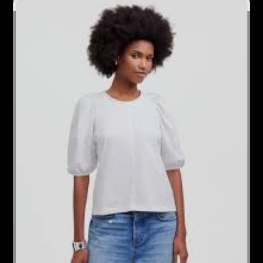 Madewell White Puff Sleeve Blouse